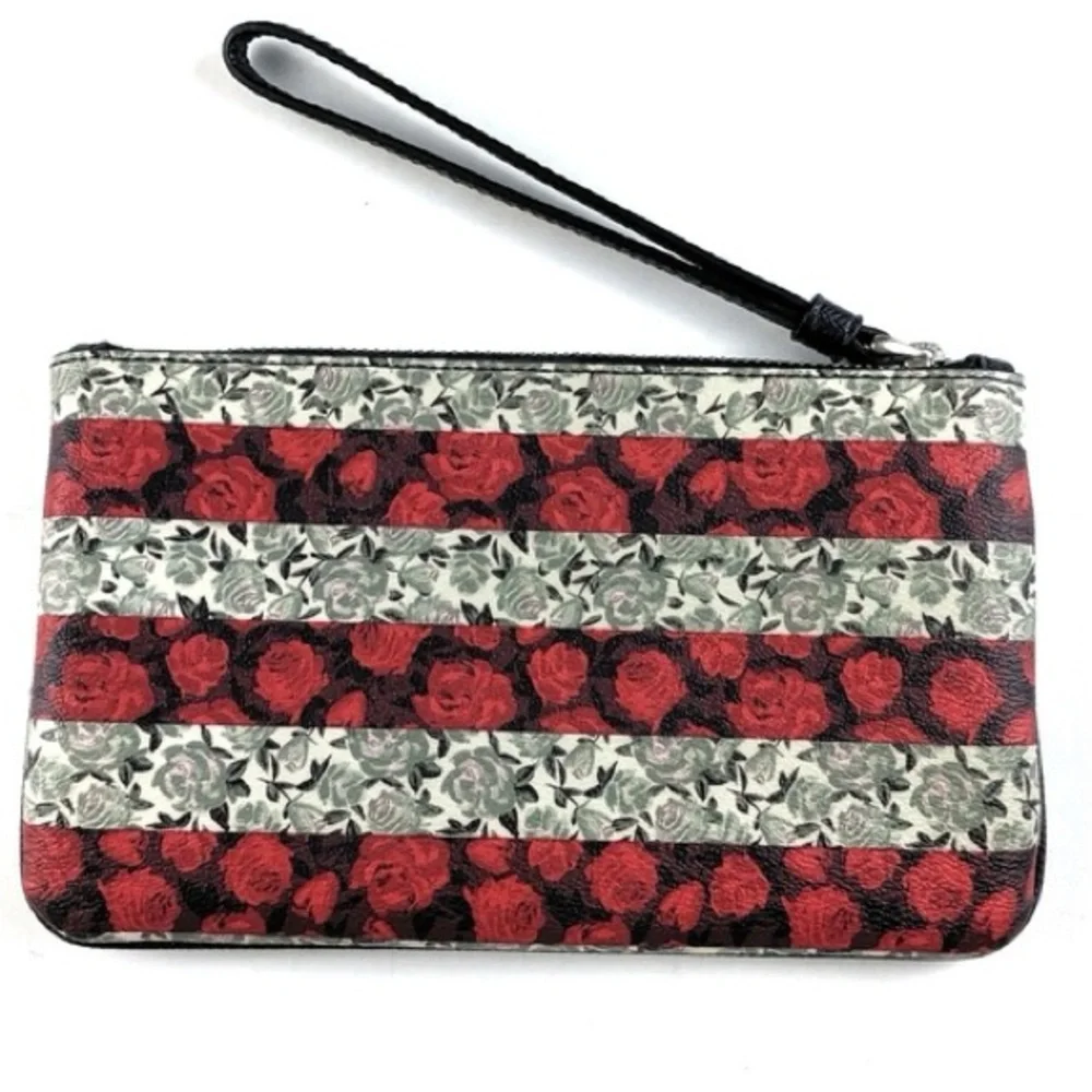 Coach Wristlet Large 8”  Rose Queen Print NWOT